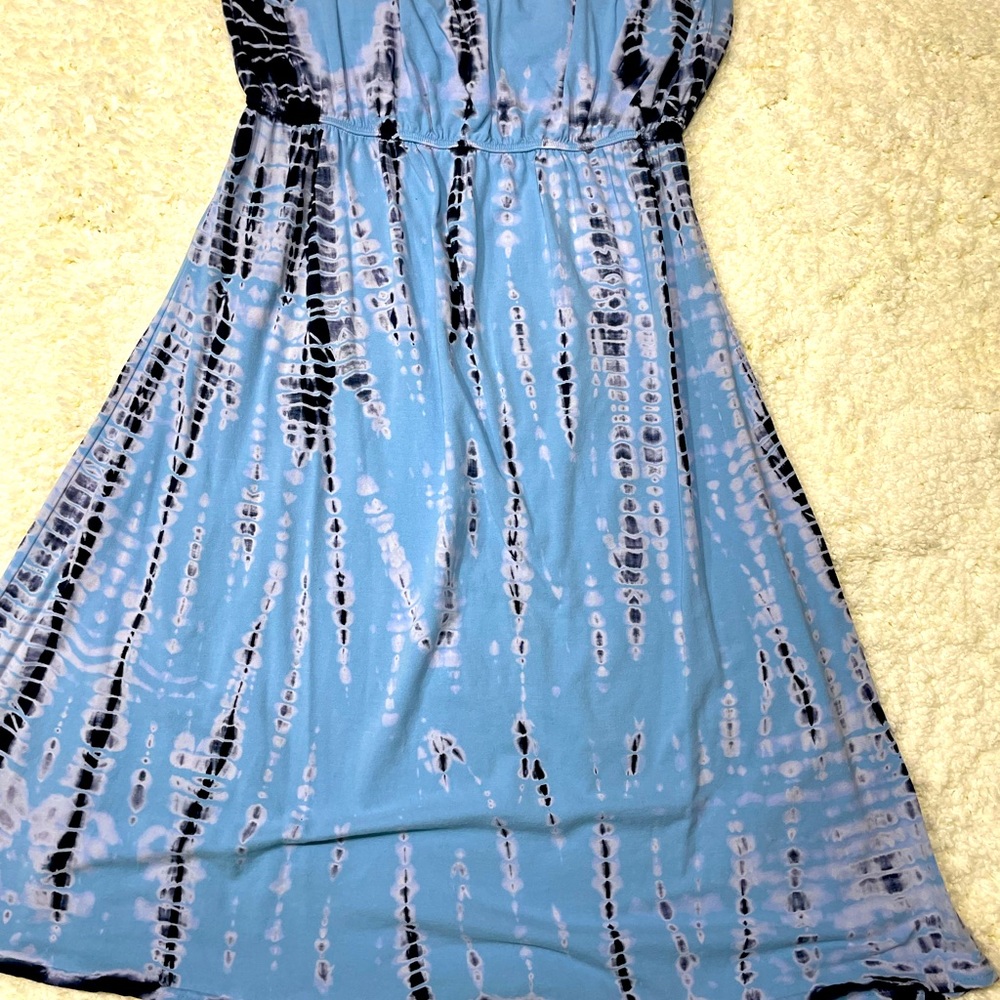 Hard Tail Blue White Tie dye strapless maxi dress❤️